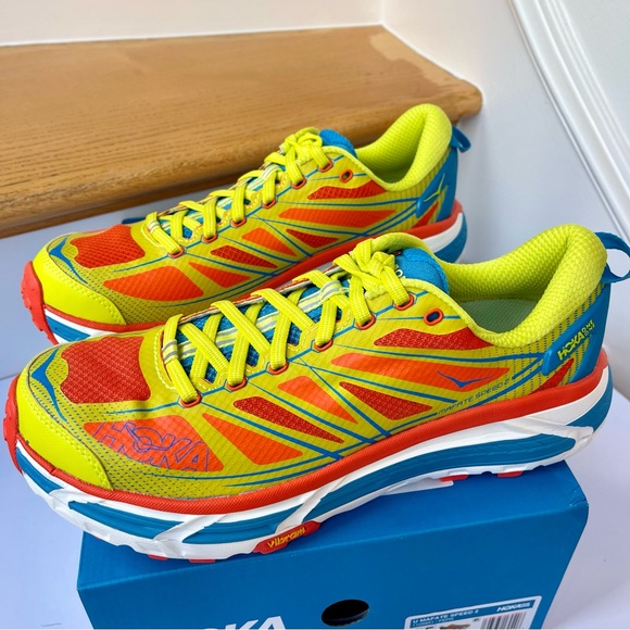 NWT Hoka Mafate Speed 2 Running Shoes Unisex Trail in Flame / Evening Primrose - Picture 3 of 16